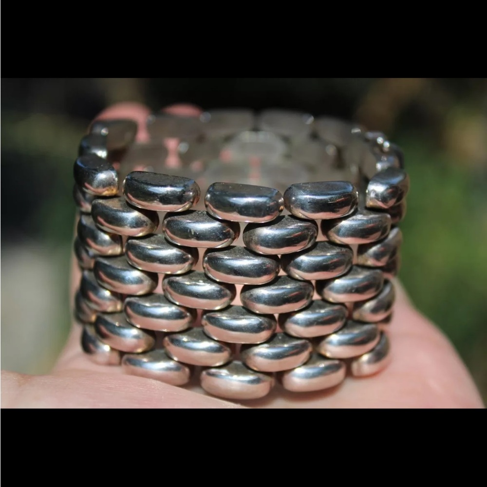 Silver 925 AREZZO Italy Bracelet with Rice Grain Link